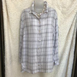 J.Jill gray and white plaid button top